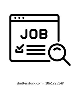 Búsqueda de empleo en el sitio web. Vector de línea. Aislar sobre fondo blanco.