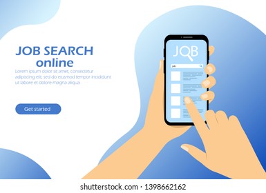 Job search online. Search for vacancies. Web page, banner, ui app.
