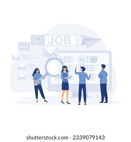 Job search. Recruitment. Head Hunting in social network. Employees looking for job. flat vector modern illustration 