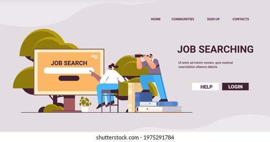 job search recruitment headhunting in social network mix race employees looking for job horizontal