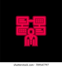 Job search red glowing neon ui ux icon. Glowing sign logo vector
