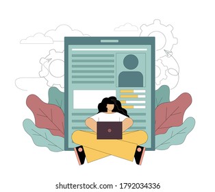 Job search. Resume creation. Vacant position. Vector illustration on white background