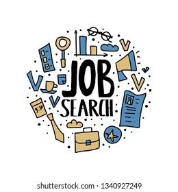 Job search round concept. Vector circle color illustration.