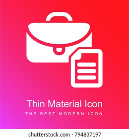 Job search symbol of suitcase and curriculum paper red and pink gradient material white icon minimal design