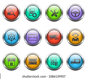 job search vector icons on color glass buttons