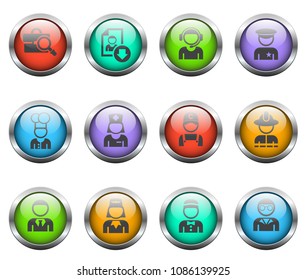 job search vector icons on color glass buttons