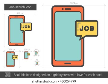 Job search vector line icon isolated on white background. Job search line icon for infographic, website or app. Scalable icon designed on a grid system.