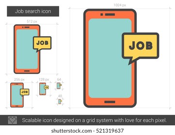 Icono de línea vectorial de búsqueda de trabajo aislado en fondo blanco. Icono de línea de búsqueda de empleo para infografía, sitio web o aplicación. Icono escalable diseñado en un sistema de cuadrícula.