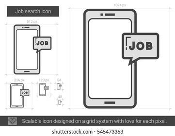 Job search vector line icon isolated on white background. Job search line icon for infographic, website or app. Scalable icon designed on a grid system.