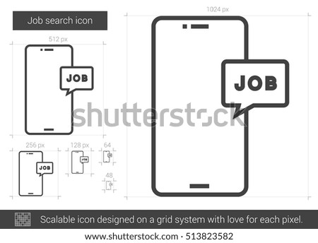 Job search vector line icon isolated on white background. Job search line icon for infographic, website or app. Scalable icon designed on a grid system.