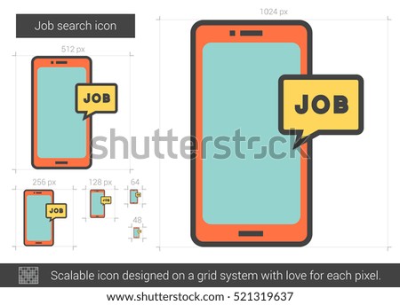 Job search vector line icon isolated on white background. Job search line icon for infographic, website or app. Scalable icon designed on a grid system.