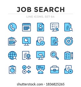 Job search vector line icons set. Thin line design. Outline graphic elements, simple stroke symbols. Job search icons