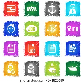 job search vector web icons in grunge style for user interface design