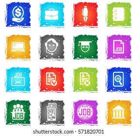 job search vector web icons in grunge style for user interface design