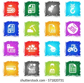 job search vector web icons in grunge style for user interface design