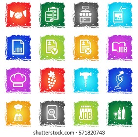 job search vector web icons in grunge style for user interface design