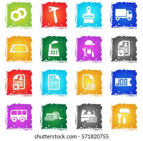 job search vector web icons in grunge style for user interface design