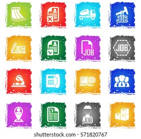 job search vector web icons in grunge style for user interface design