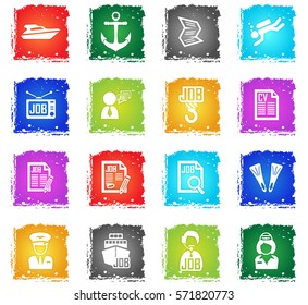 job search vector web icons in grunge style for user interface design