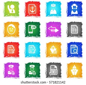 job search vector web icons in grunge style for user interface design