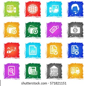 job search vector web icons in grunge style for user interface design