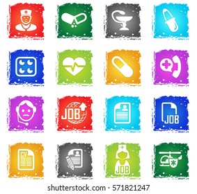 job search vector web icons in grunge style for user interface design