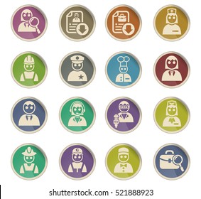 job search web icons on color paper labels