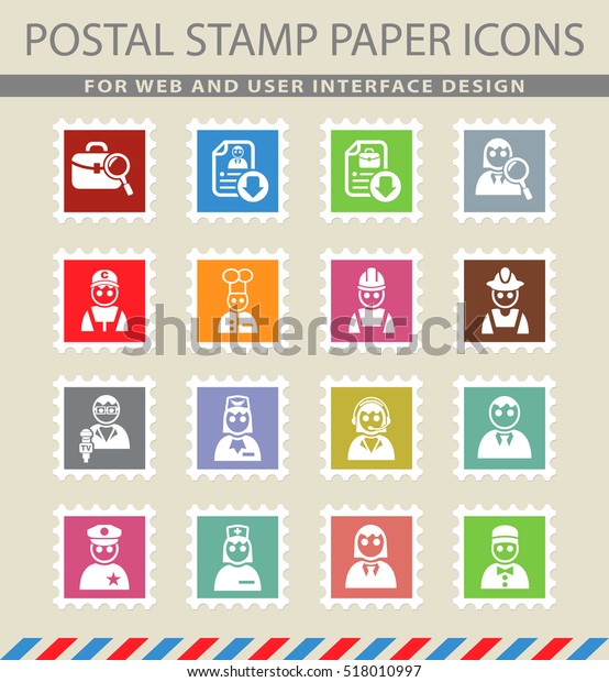 job search web\
icons on the postage\
stamps