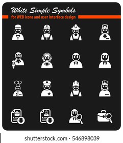 job search white simple symbols for web icons and user interface design