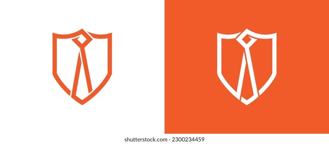 Job Security Logo Concept icon sign symbol Design Element. Security services, Protection, Marketing, Business, Finance, Shield with Tie Logotype. Vector illustration template