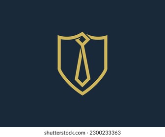 Job Security Logo Concept sign icon symbol Design Element. Security services, Protection, Marketing, Business, Finance, Shield with Tie Logotype. Vector illustration template