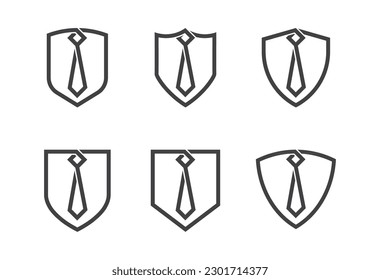 Job Security Logo Concept sign icon symbol Design Element. Security services, Protection, Marketing, Business, Finance, Shield with Tie Logotype. Vector illustration template