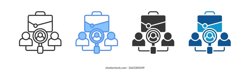 Conjunto de iconos de buscador de trabajo Colección de estilos múltiples