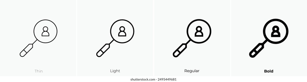 icono de búsqueda de empleo. Diseño de estilo fino, ligero, regular y audaz aislado sobre fondo blanco