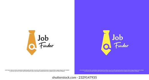 Job seeker logo design illustration. Office worker tie shadow object silhouette and flat sunglass simple modern minimalist neat. Corporate leadership job business recruitment vacancy symbol icon.