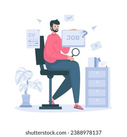 Job seeker or a man looking for a new job illustration