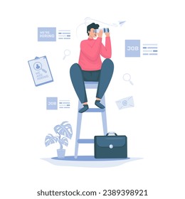 Job seeker search for job vacancies vector illustration