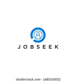 job seeker,job finder,recruitment logo design with magnifying glass concept vector illustration