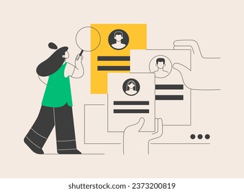 Job seekers abstract concept vector illustration. Job candidate, search for work, find worker, employee profile, career building service, website menu, UI, web element, button abstract metaphor.