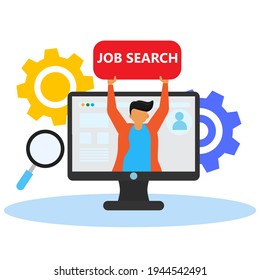 job seekers are looking for work flat illustratioin vector graphic