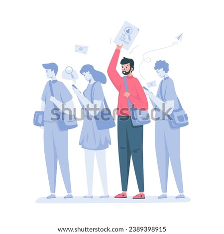 Job seekers queue to apply for job recruitment vector illustration