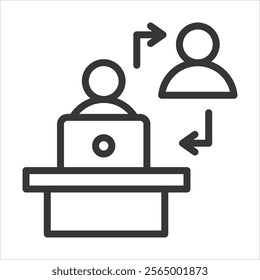 Job Shadowing Outline Icon Vector Illustration