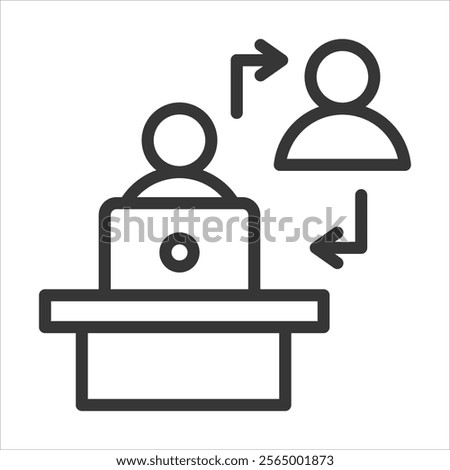 Job Shadowing Outline Icon Vector Illustration