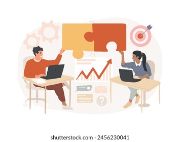 Job sharing isolated concept vector illustration. Part time job, sharing a position, alternative work schedule, collaborative employment, division of tasks, equal responsibility vector concept.