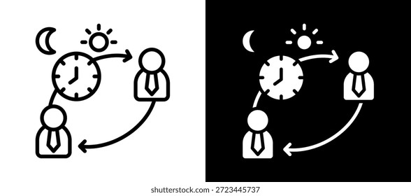Job Shift Icon whiteblack Vector Illustration