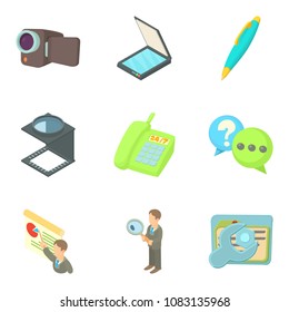 Job site icons set. Cartoon set of 9 job site vector icons for web isolated on white background