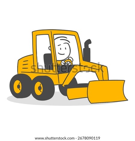 A job site theme illustrated with a character operating a wheeled bulldozer, highlighting the crucial role of construction machinery.