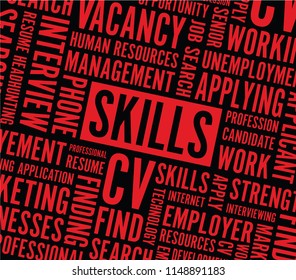 job skills text background