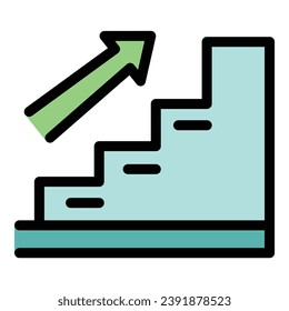 Job stairs career icon outline vector. Team post. Vacant chair color flat