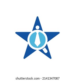 Job star shape concept Logo Design Vector. Job search icon with magnifying glass, Choose people for hire symbol.